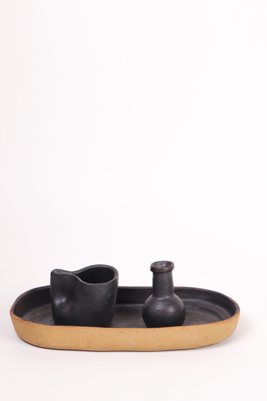 Conjunto Minimalista em Cerâmica Carvão – Coleção Noir