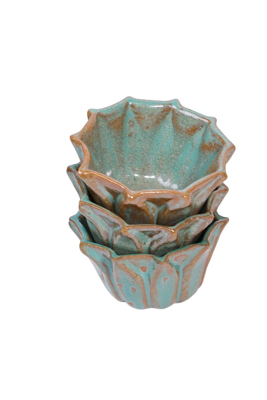 Conjunto de Tigelas em Cerâmica Aquatic Whispers – Coleção Coastal Charm