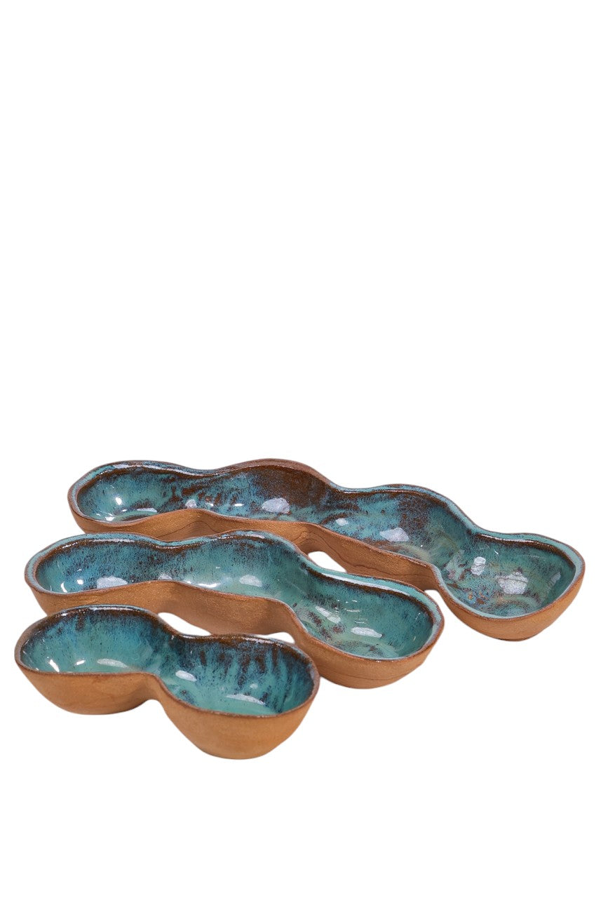 Travessas de Servir em Cerâmica Riverflow – Coleção Aqua Vortex