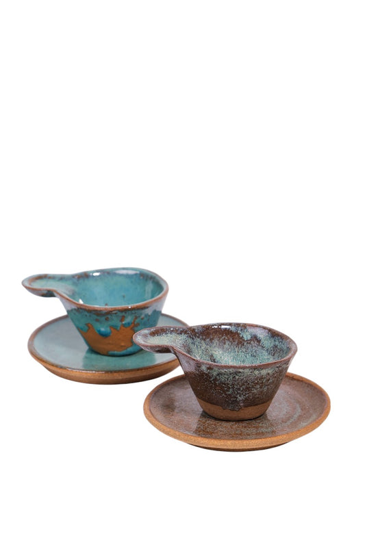 Conjunto de Xícara e Pires em Cerâmica Ocean Depths