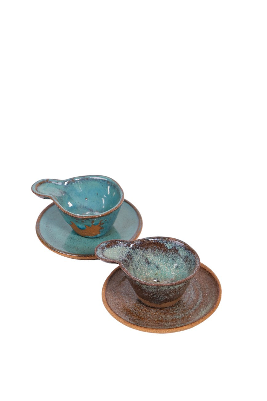 Conjunto de Xícara e Pires em Cerâmica Ocean Depths