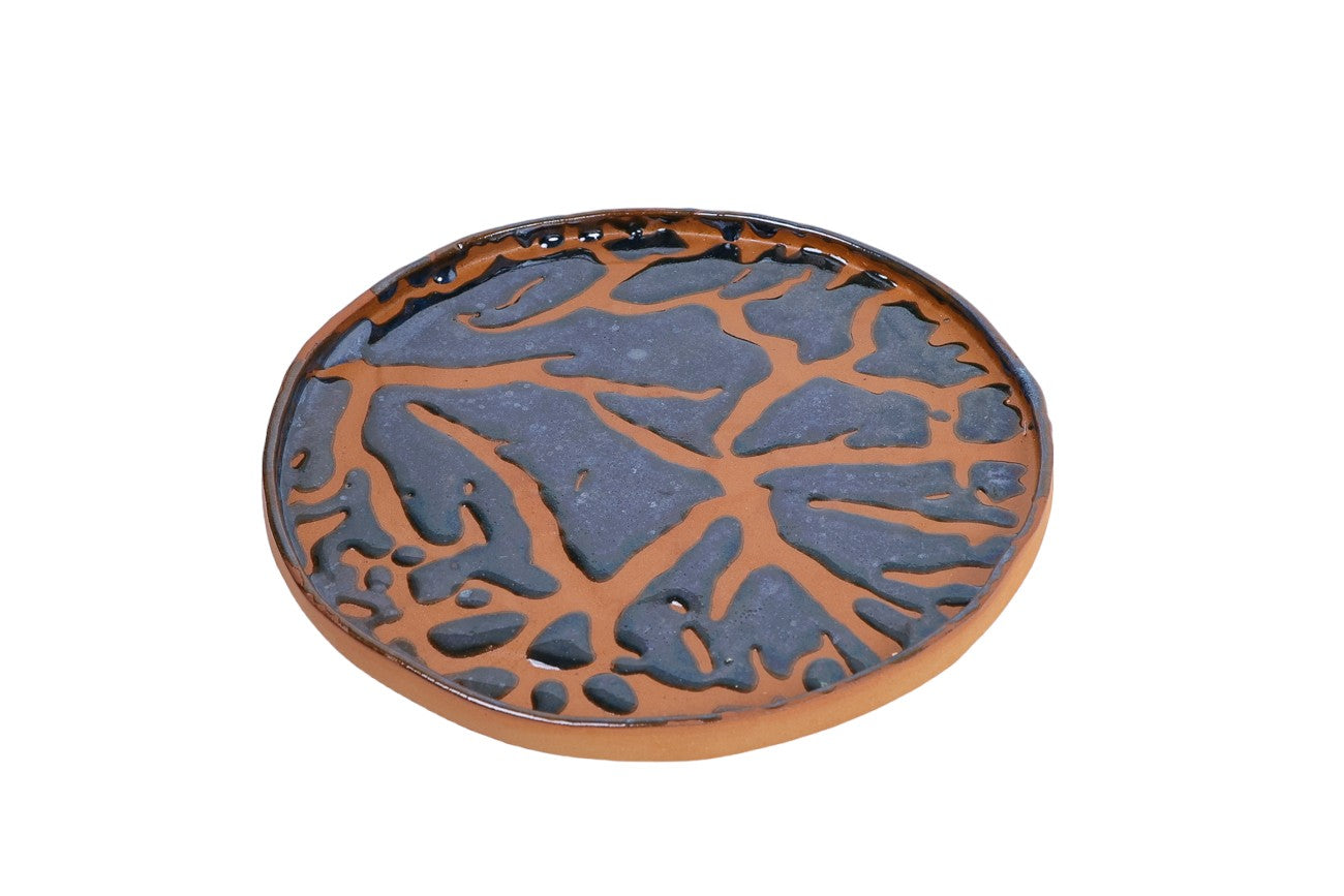 Azure Ripples Ceramic Dessert Plate - Oceanic Dessert