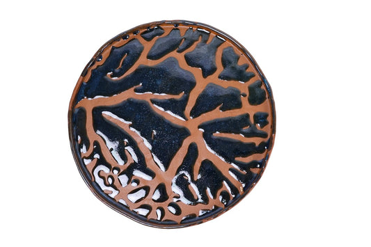 Azure Ripples Ceramic Dessert Plate - Oceanic Dessert