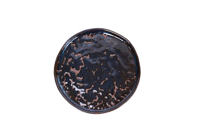 Prato Grande em Cerâmica Leopardo Azul Petróleo Orgânico