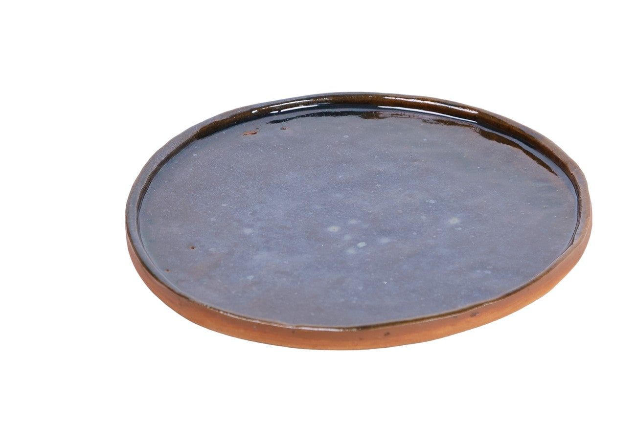 Prato de Servir em Cerâmica Moonlit Lagoon - Coleção Midnight Reflections