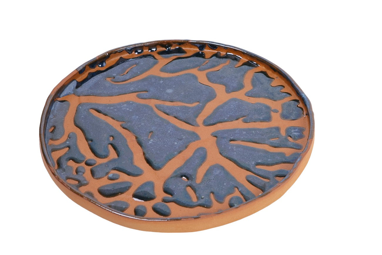 Azure Ripples Ceramic Dessert Plate - Oceanic Dessert