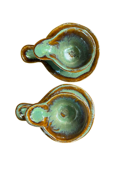 Conjunto de Xícara e Pires em Cerâmica - Ceramic - Eddies Green
